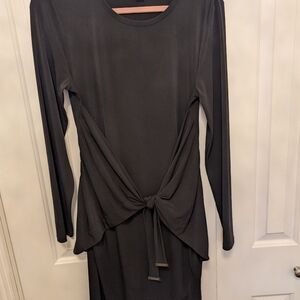 Michael Kors Black Long Sleeve Dress with Tie-Front